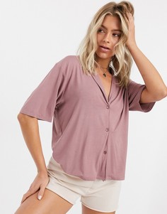 Мягкая коричневая пижамная рубашка от комплекта ASOS DESIGN-Коричневый