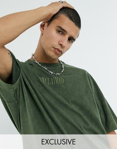 Футболка цвета хаки с вышитым логотипом Reclaimed Vintage inspired-Зеленый