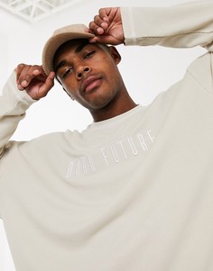 Oversized-футболка со вставками в рубчик и логотипом ASOS Dark Future-Белый