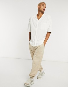 Белая рубашка в стиле oversized из трикотажа пике ASOS DESIGN-Белый