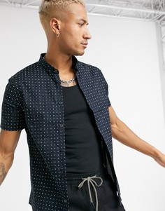 Темно-синяя рубашка с короткими рукавами Armani Exchange-Темно-синий