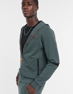 Серый спортивный костюм с отделкой на локтях Armani EA7