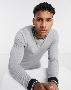 Серый меланжевый лонгслив узкого кроя ASOS DESIGN