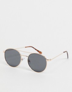 Круглые солнцезащитные очки в золотистой оправе Jeepers Peepers-Золотой