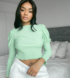 Мятно-зеленый топ с длинными объемными рукавами ASOS DESIGN Petite
