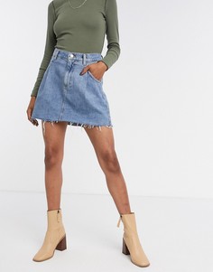 Синяя джинсовая юбка Free People-Синий