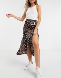 Юбка миди с цветочным принтом ASOS DESIGN-Мульти