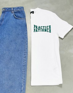 Белая футболка с принтом "wellness" на груди ASOS DESIGN-Белый