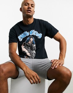Черная свободная футболка с принтом "Billie Eillish" ASOS DESIGN-Черный