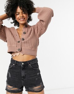 Кардиган рыжего цвета с пышными рукавами Free People-Коричневый