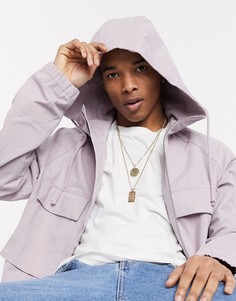 Фиолетовая легкая куртка в стиле милитари с капюшоном ASOS DESIGN-Фиолетовый