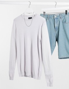 Серый облегающий джемпер из мериносовой шерсти ASOS DESIGN