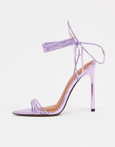 Фиолетовые босоножки на каблуке с заостренным носком ASOS DESIGN-Фиолетовый