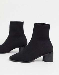 Черные трикотажные ботильоны на каблуке ASOS DESIGN-Черный