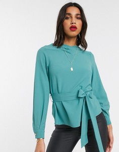 Блузка с объемными рукавами и завязкой Closet-Синий