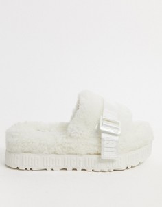 Белые пушистые сандалии с логотипом UGG-Белый