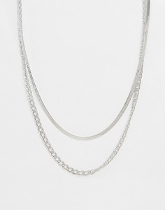 Серебристое ярусное ожерелье Topman-Серебряный