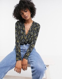 Черное боди с принтом Free People-Черный