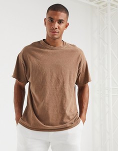 Темно-коричневая футболка с круглым вырезом New Look-Коричневый