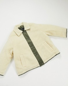 Куртка кремового цвета с вельветовым вставками ASOS DESIGN-Кремовый