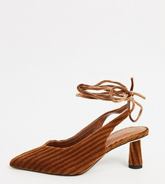 Светло-коричневые туфли на среднем каблуке с завязкой ASOS DESIGN Wide Fit-Светло-коричневый