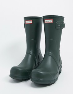 Зеленые короткие резиновые сапоги Hunter original-Зеленый