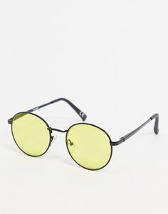 Черные круглые солнцезащитные очки с желтыми стеклами ASOS DESIGN-Черный