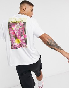 Белая свободная футболка с принтом на спине ASOS DESIGN-Белый