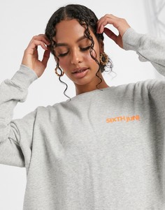 Oversized-свитшот с логотипом Sixth June-Серый