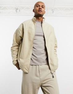Флисовая олимпийка в стиле oversized светлого цвета ASOS DESIGN-Бежевый
