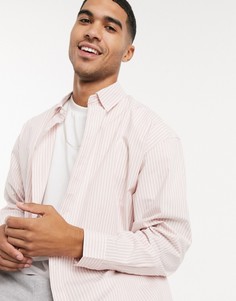 Розовая oversized-рубашка в вертикальную полоску ASOS DESIGN-Розовый