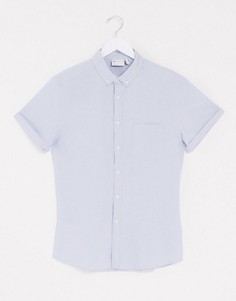 Голубая узкая оксфордская рубашка ASOS DESIGN-Синий