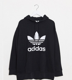 Худи черного цвета с логотипом-трилистником adidas Originals Plus-Черный