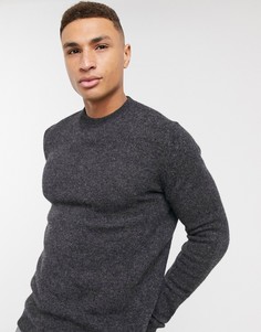 Темно-серый джемпер из овечьей шерсти с круглым вырезом ASOS DESIGN