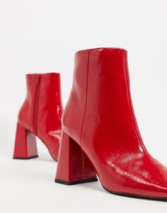 Красные лакированные полусапожки на каблуке ASOS DESIGN-Красный