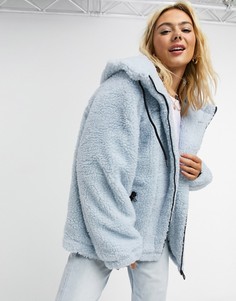 Голубой oversized-бомбер с искусственным мехом ASOS DESIGN-Синий