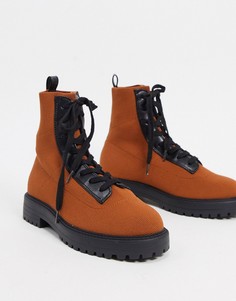 Светло-коричневые трикотажные ботинки на шнуровке ASOS DESIGN-Светло-коричневый