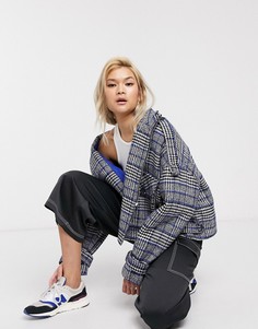 Укороченное пальто oversized в стиле милитари в клетку Palones-Мульти
