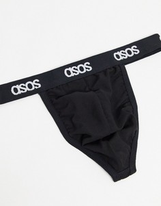 Черные фактурные стринги ASOS DESIGN-Черный