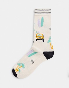 Носки до щиколотки с рисунком ASOS DESIGN-Бежевый