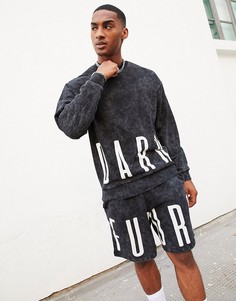 Черный выбеленный oversized-свитшот от комплекта ASOS Dark Future