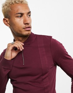Бордовое поло в строгом стиле с длинными рукавами ASOS DESIGN-Красный