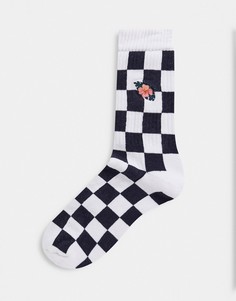 Спортивные носки в клетку с цветочным принтом ASOS DESIGN-Мульти
