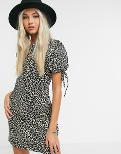 Чайное платье мини со звериным принтом Topshop-Мульти