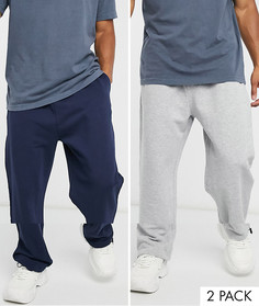 Набор из 2 oversized-джоггеров (меланжевые серые/темно-синие) ASOS DESIGN-Мульти