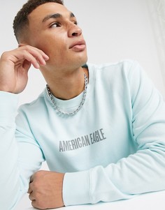 Синий свитшот с логотипом на груди American Eagle