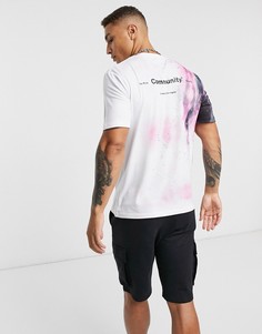 Белая узкая футболка с принтом на спине River Island-Белый