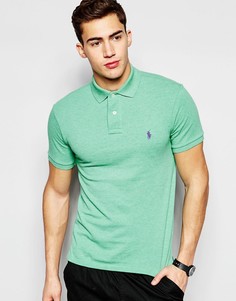 Зеленая футболка‑поло зауженного кроя с логотипом Polo Ralph Lauren-Зеленый