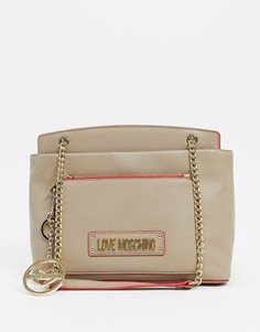 Бежевая сумка на плечо Love Moschino-Бежевый