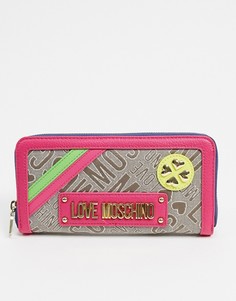 Розовый жаккардовый кошелек с логотипом Love Moschino
